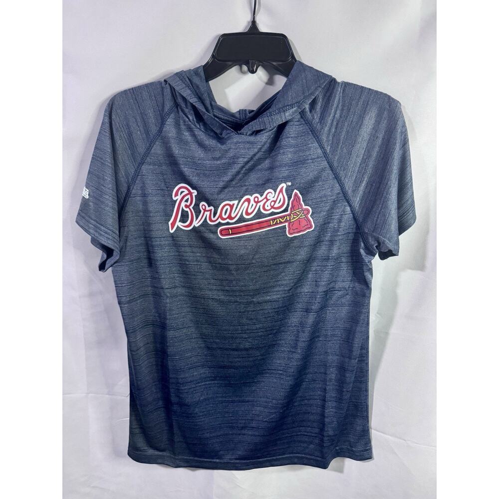 Atlanta Braves Hooded Short Sleeve Shirt Stitches Performance Youth XL